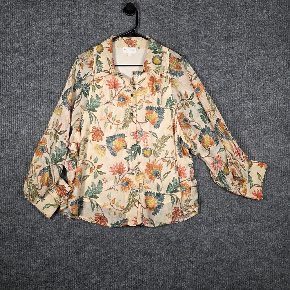Entro‎ Floral Button Front Blouse Boho Cottagecore Top Large